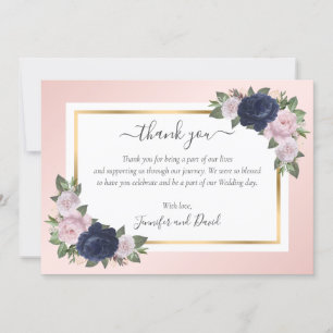 Carte de remerciements floral bleu bleu bleu bleu 