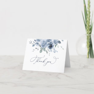 Carte de remerciements floral bleu poussiéreux