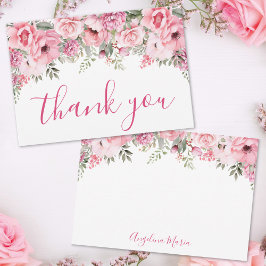 Carte De Remerciements Floral Blush Pink Quinceañera