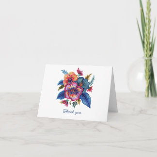 Carte De Remerciements Floral Bouquet Faux Embroidery Yarn Design
