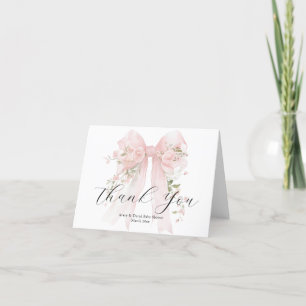 Carte De Remerciements Floral Bow Élégant Baby shower Fille Fleur