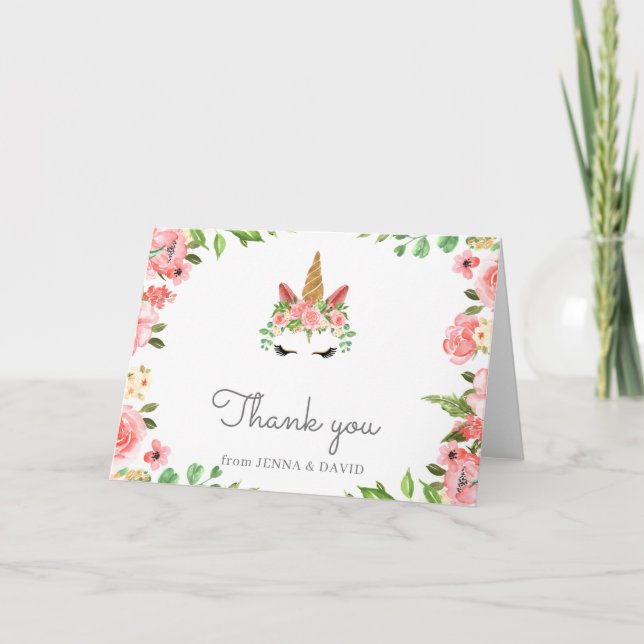 carte de remerciements floral brillant à visage de (Devant)