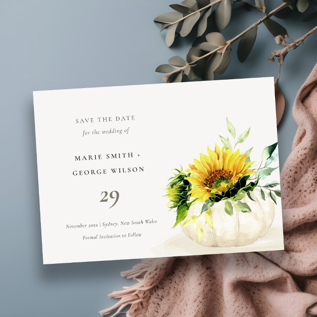 Carte De Remerciements Floral Citrouille de tournesol rustique Enregistre (Créateur téléchargé)