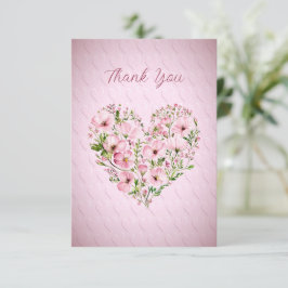 Carte de remerciements Floral Coeur Rose