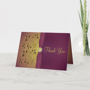 Carte de remerciements Floral d'aubergines d'or