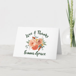 Carte de remerciements floral de Fête de la mariée