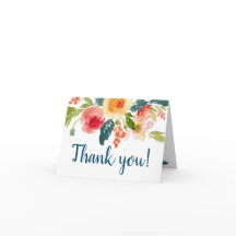 Carte de remerciements floral de Fête de la mariée