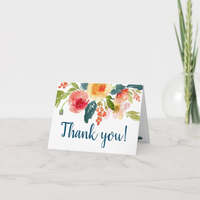 Carte de remerciements floral de Fête de la mariée (Devant)