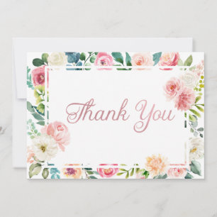 Carte de remerciements floral de rose et de pêche