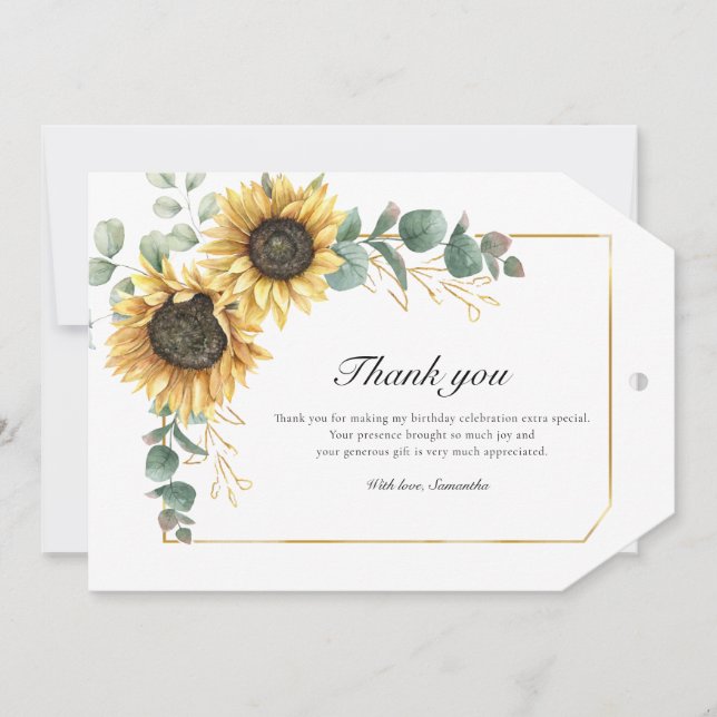 Carte De Remerciements Floral de tournesol 60e anniversaire (Devant)