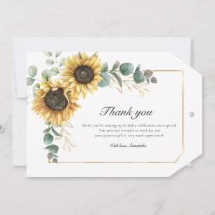 Carte De Remerciements Floral de tournesol 60e anniversaire