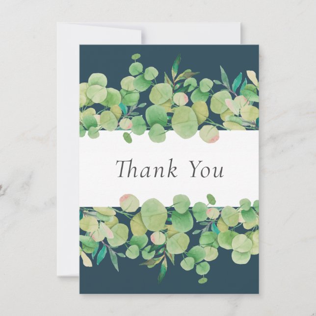 Carte De Remerciements Floral d'Eucalyptus (Devant)