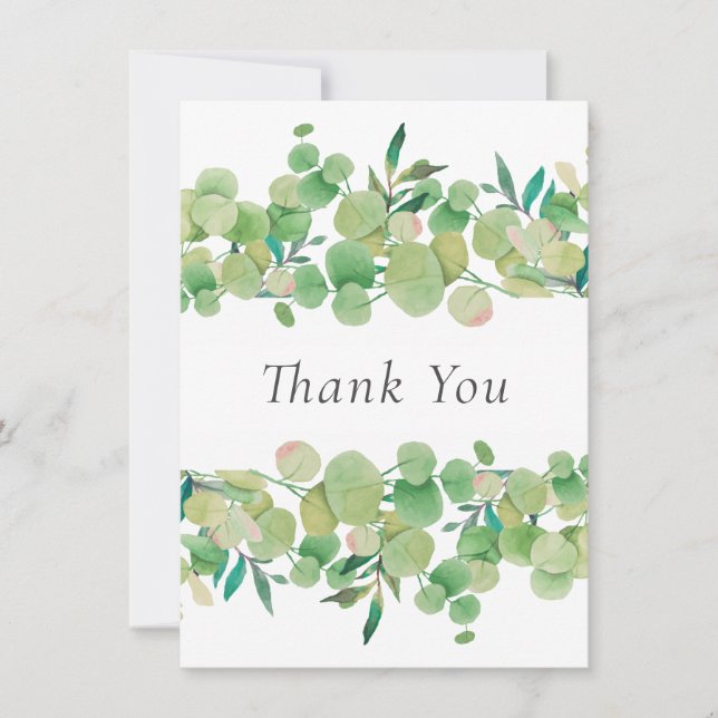 Carte De Remerciements Floral d'Eucalyptus (Devant)