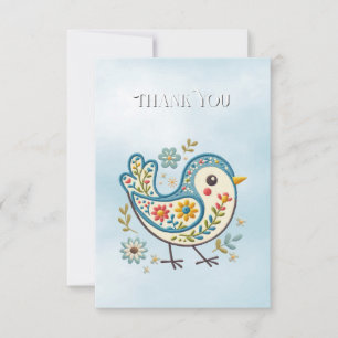 Carte de remerciements Floral d'oiseaux bleus