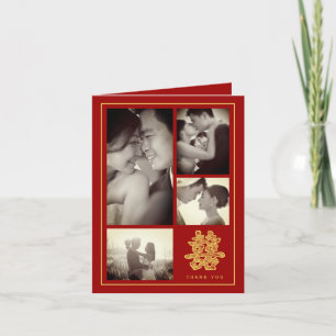 Carte De Remerciements Floral Double Bonheur Mariage chinois 4 Photo