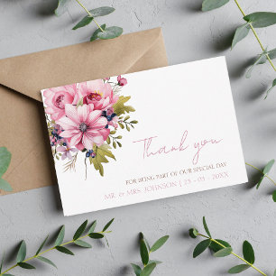 Carte De Remerciements Floral Dusty rose Fleur sauvage Jardin d'été maria