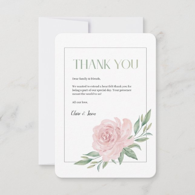 Carte De Remerciements Floral Elegant Wedding Thank You Card (Devant)