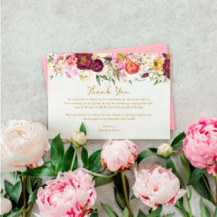 Carte De Remerciements FLORAL Embrasser le Mariage de mariage