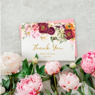 Carte De Remerciements FLORAL Embrasser le Mariage de mariage
