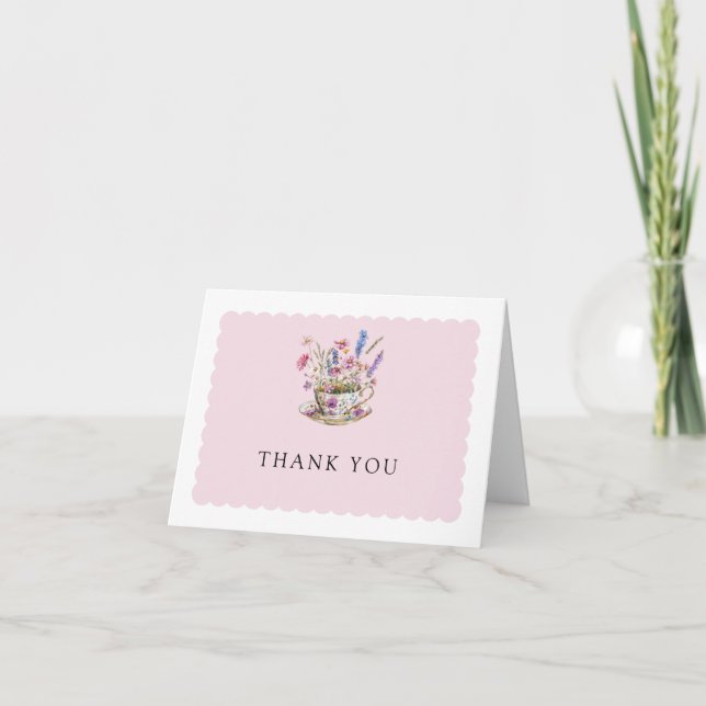 Carte de remerciements Floral Fête des mariées Tea (Devant)
