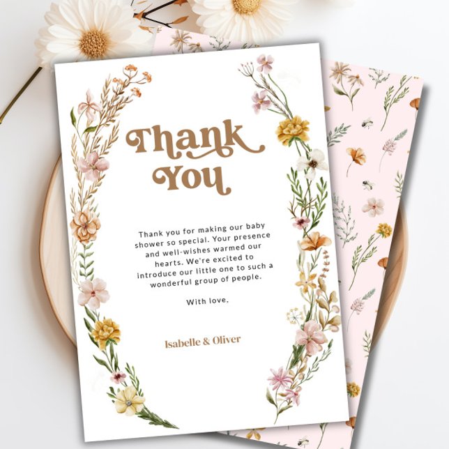 Carte de remerciements Floral fleur sauvage (Wildflower Floral Thank You Card)