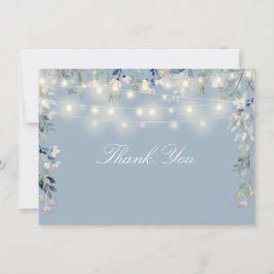 Carte De Remerciements Floral Fleur sauvage Dusty Blue String Éclairage