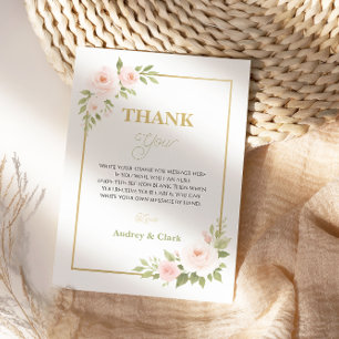 Carte De Remerciements Floral Gold Script Sweet Sixteen Élégant 16ème