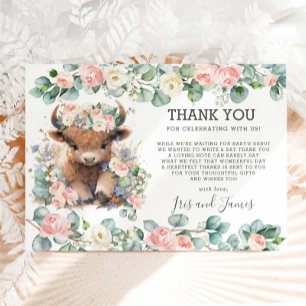 Carte De Remerciements Floral Greenery Sweet Highland Baby shower de vach