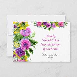 Carte De Remerciements Floral, jaune, violet, fuchsia... un joyeux