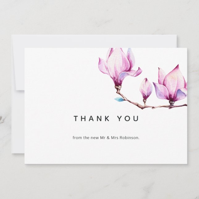 Carte De Remerciements Floral Magnolia (Devant)