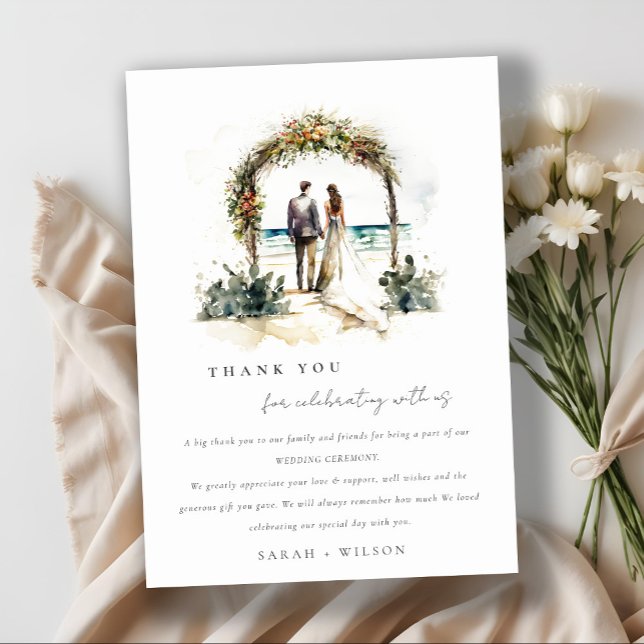 Carte De Remerciements Floral Mariage Arch Coastal Beach Mariage marin (Créateur téléchargé)