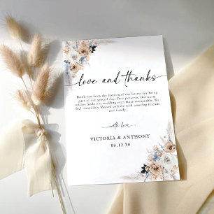 Carte de remerciements Floral Mariage Ivory Et Blu