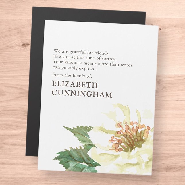 Carte de remerciements floral moderne Memorial Wat (Créateur téléchargé)