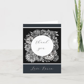 Carte De Remerciements Floral monochromatique