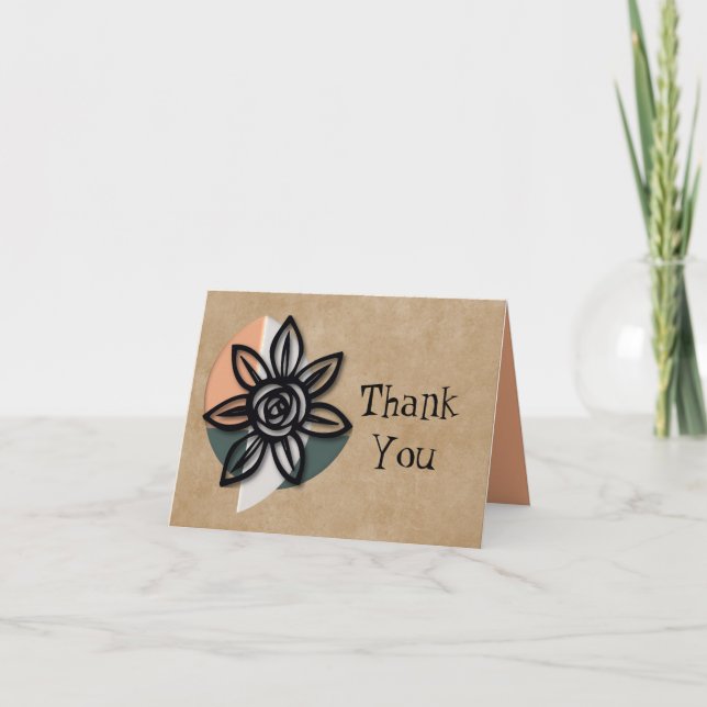 Carte de remerciements floral neutre zen (Devant)