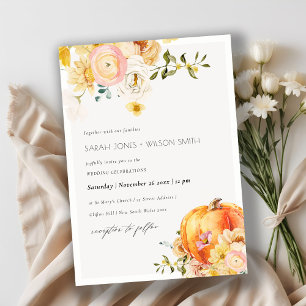Carte De Remerciements Floral Orange Automne Citrouille Mariage Inviter