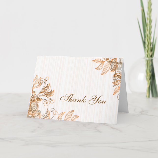 Carte de remerciements floral orange et Brown (Devant)