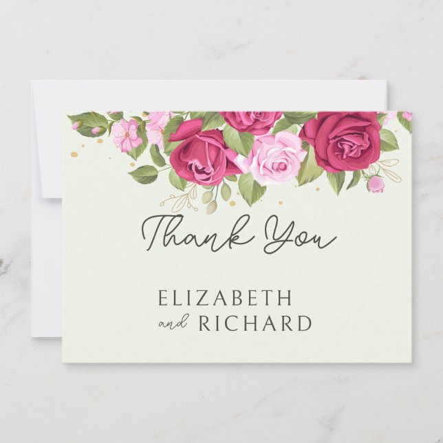 Carte De Remerciements Floral Pastel Rose d'aquarelle Mariage (Devant)