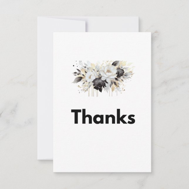 Carte de remerciements floral - plat (blanc sur un (Devant)