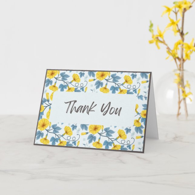 Carte de remerciements floral plié standard de 5 p (Fleur jaune)