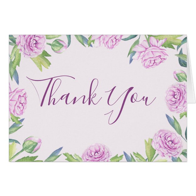 Carte de remerciements floral pourpre Ranunculus S (Devant Horizontal)