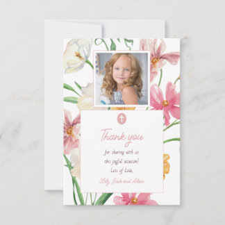 Carte De Remerciements Floral Première Sainte Communion Photo