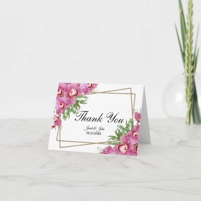Carte de remerciements floral rose (Devant)