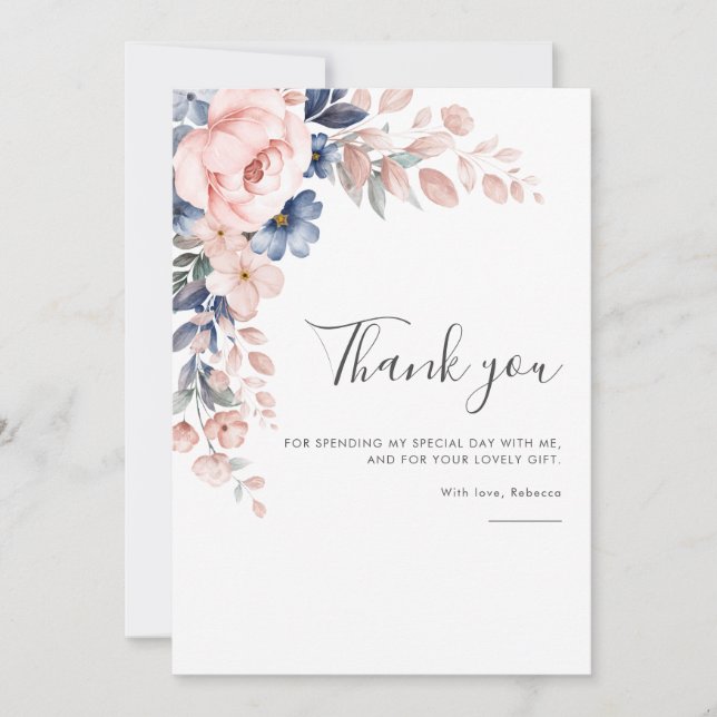 Carte De Remerciements Floral rose 75ème anniversaire après la fête (Devant)