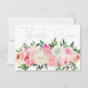 Carte De Remerciements Floral rose et blanc