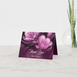 Carte de remerciements floral rose magenta