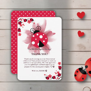 Carte De Remerciements Floral rose mignon Notre petit Baby shower de bug