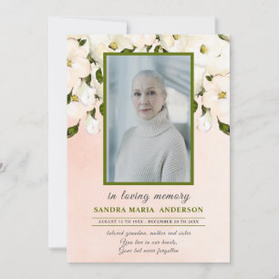 Carte De Remerciements Floral rose Rose Photo Funérailles