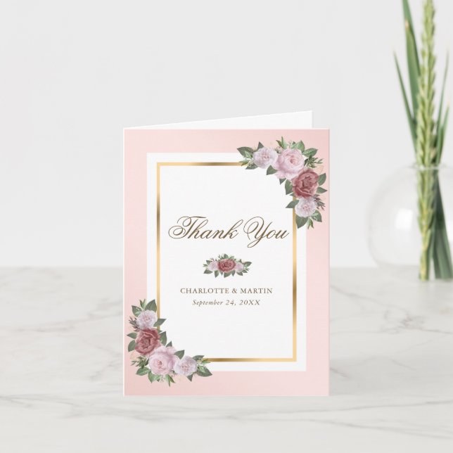 Carte de remerciements floral rose vif (Devant)