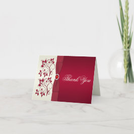 Carte de remerciements floral rouge et en ivoire